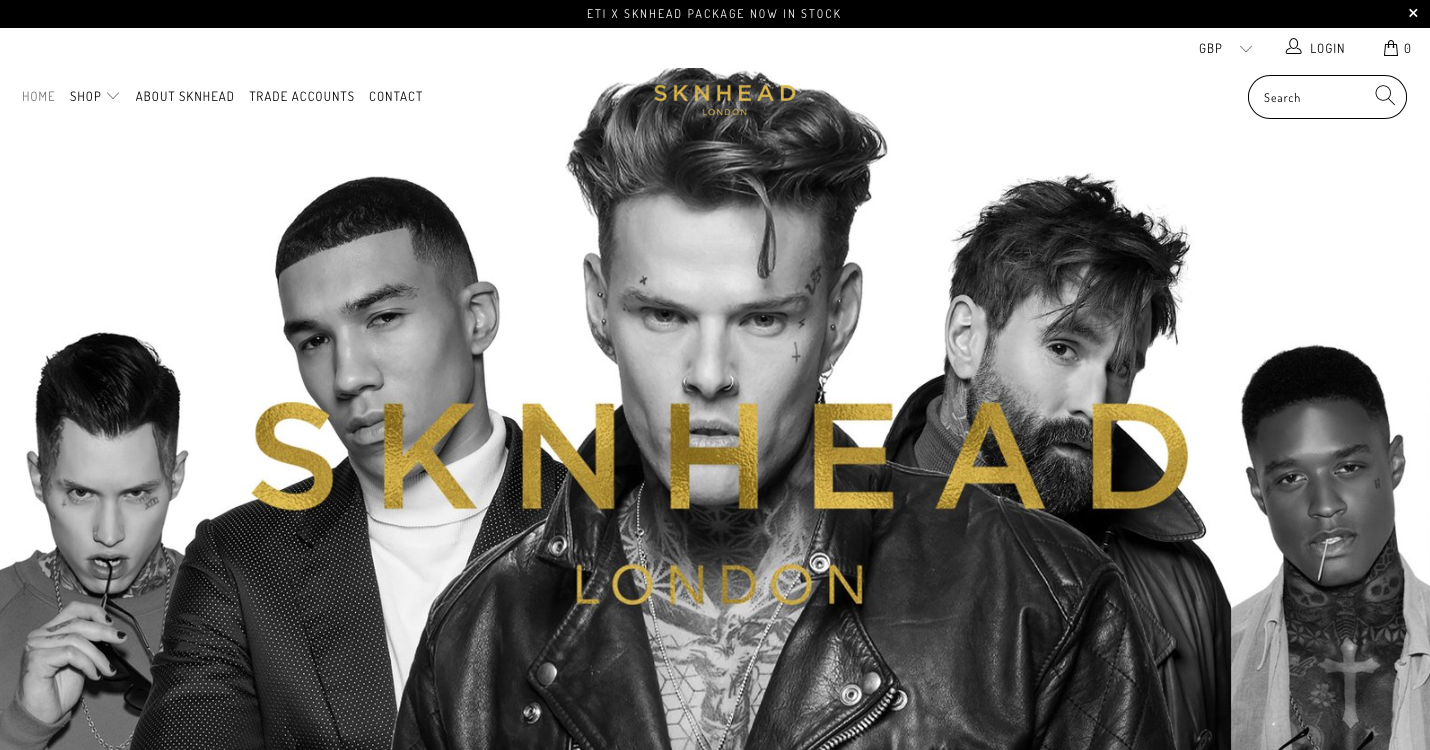 Sknhead London uses Shopify and looks awesome